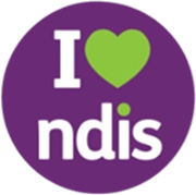 A purple circle features the text "I [green heart] ndis" in a white and green font, beautifully highlighting the essence of Support Coordination Services.
