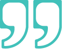 A teal-colored closing quotation mark symbol rests elegantly on a white background, subtly hinting at the clarity and guidance offered by Support Coordination Services.